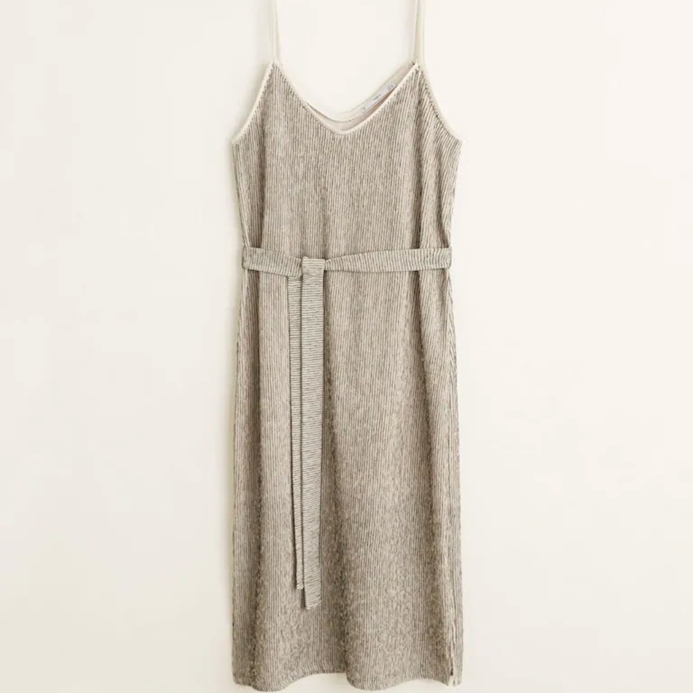 Textured midi dress - Taupe